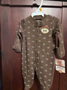 NWT Carter's Brown 'Daddy's MVP' Football Print Footed Onesie Size Newborn